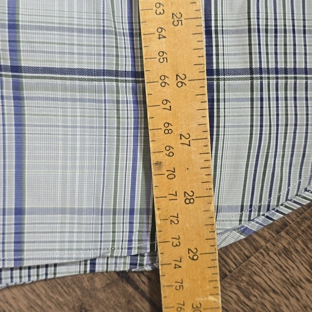 BR BANANA REPUBLIC Slim Fit Leggiuno Fabric Blue & White Plaid Button-Up Sz‎ L